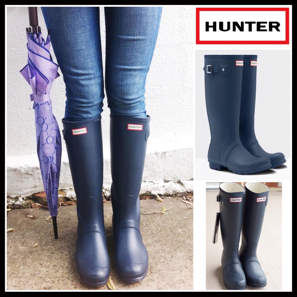 ❌SOLD❌HUNTER ORIGINAL TALL RAIN BOOTS KNEE HIGH - Picture 1 of 8
